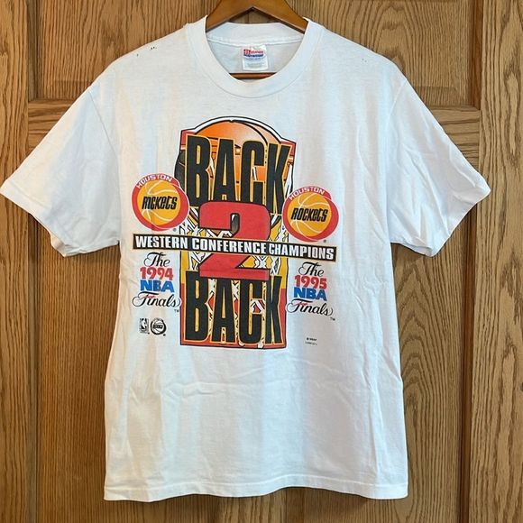 HOUSTON ROCKETS Vintage 1995 Back 2 Back Champions NBA Graphic Tee - Picture 11 of 15